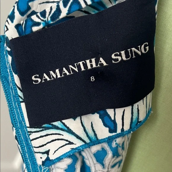 Samantha Sung Blue and White Patterned Midi Dress - Picture 10 of 15